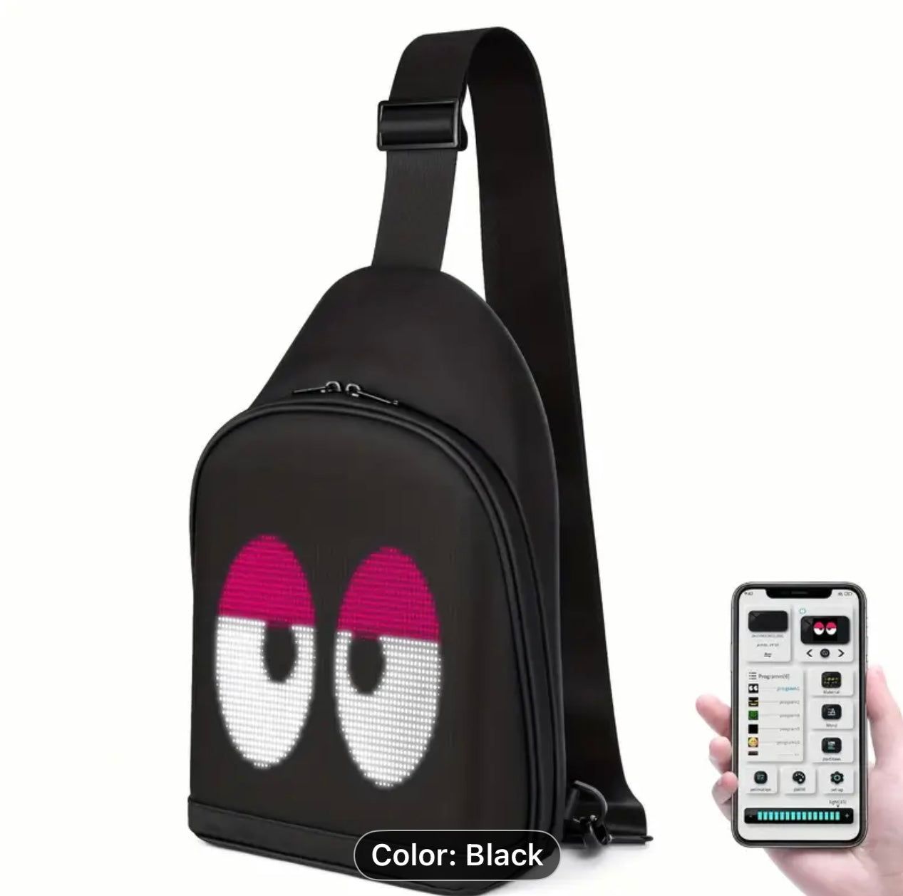 City Series Sling Bag       LED Crossbody Bag, Full Color Screen and Programmable DIY, Outdoor Advertising Travel Sling Backpack