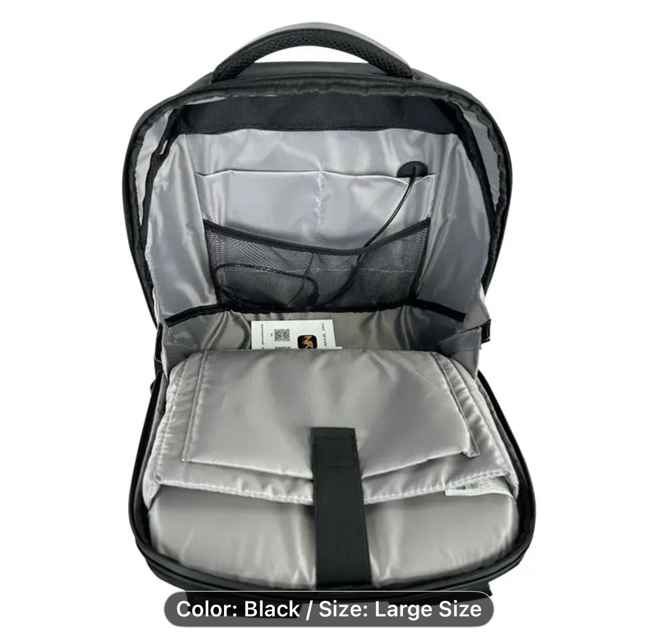 Black LED City Series Backpack – Large 17” DIY Smart Pixel Display, USB Charging Laptop Bag