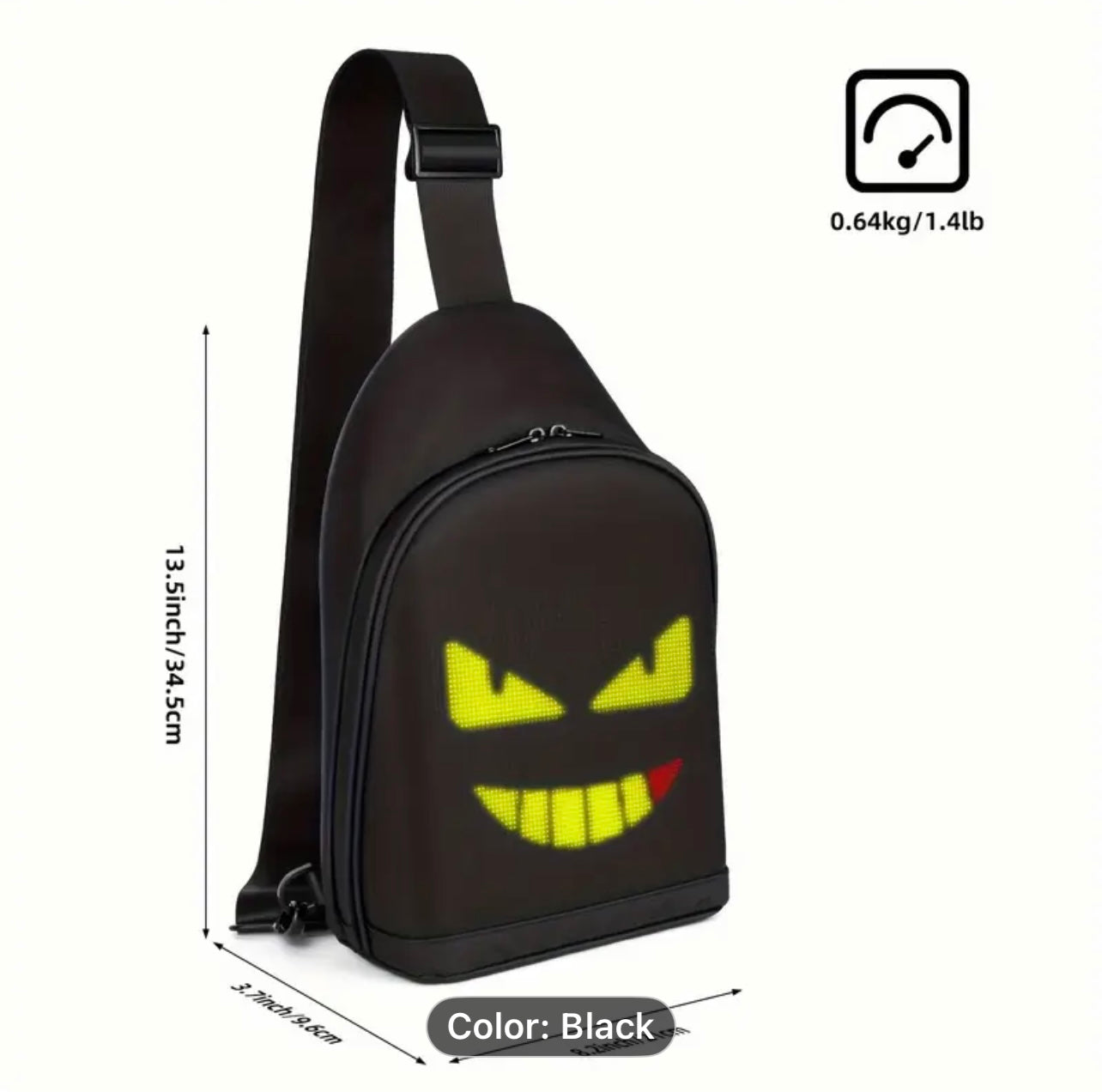 City Series Sling Bag       LED Crossbody Bag, Full Color Screen and Programmable DIY, Outdoor Advertising Travel Sling Backpack
