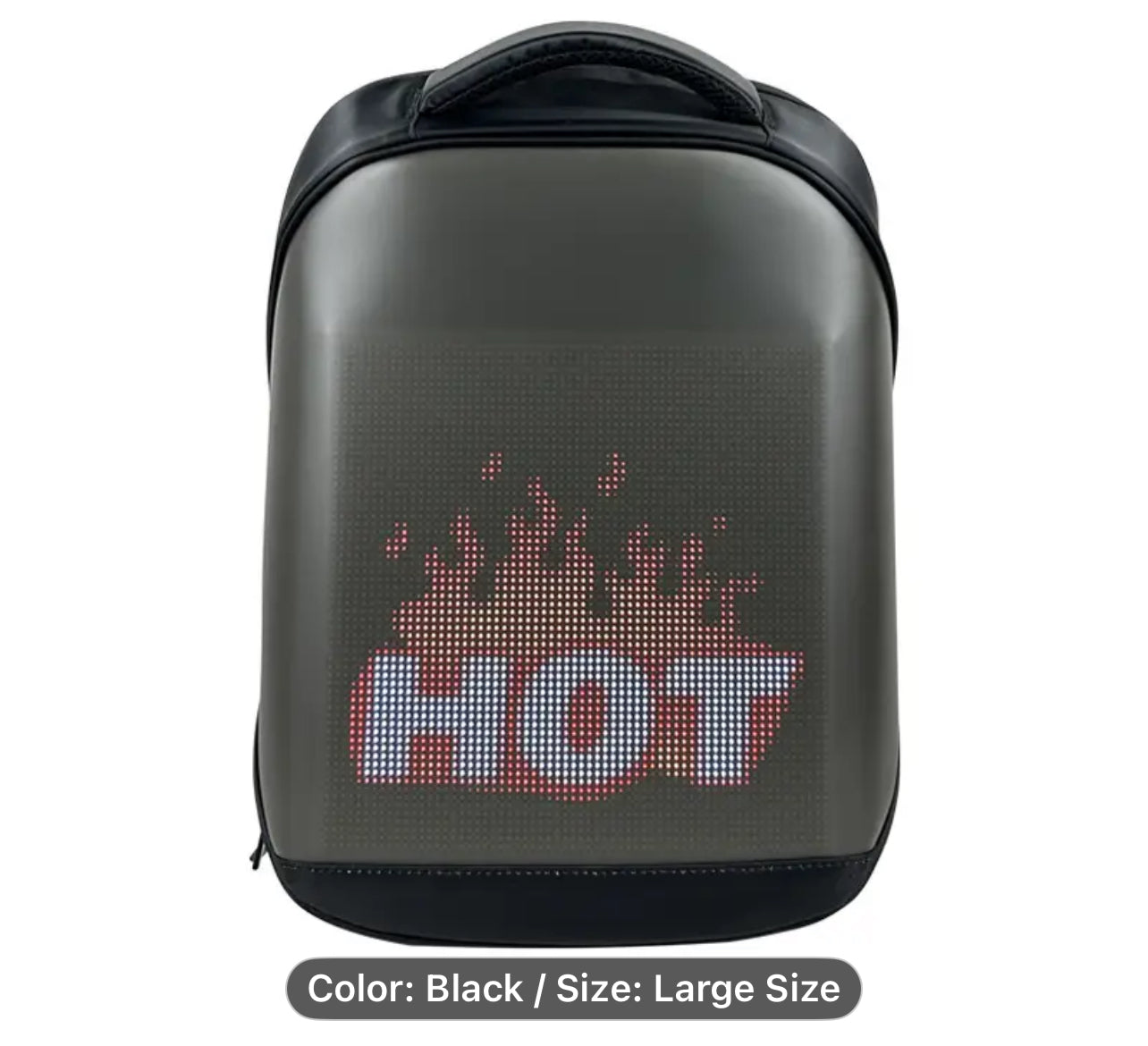 Black LED City Series Backpack – Large 17” DIY Smart Pixel Display, USB Charging Laptop Bag