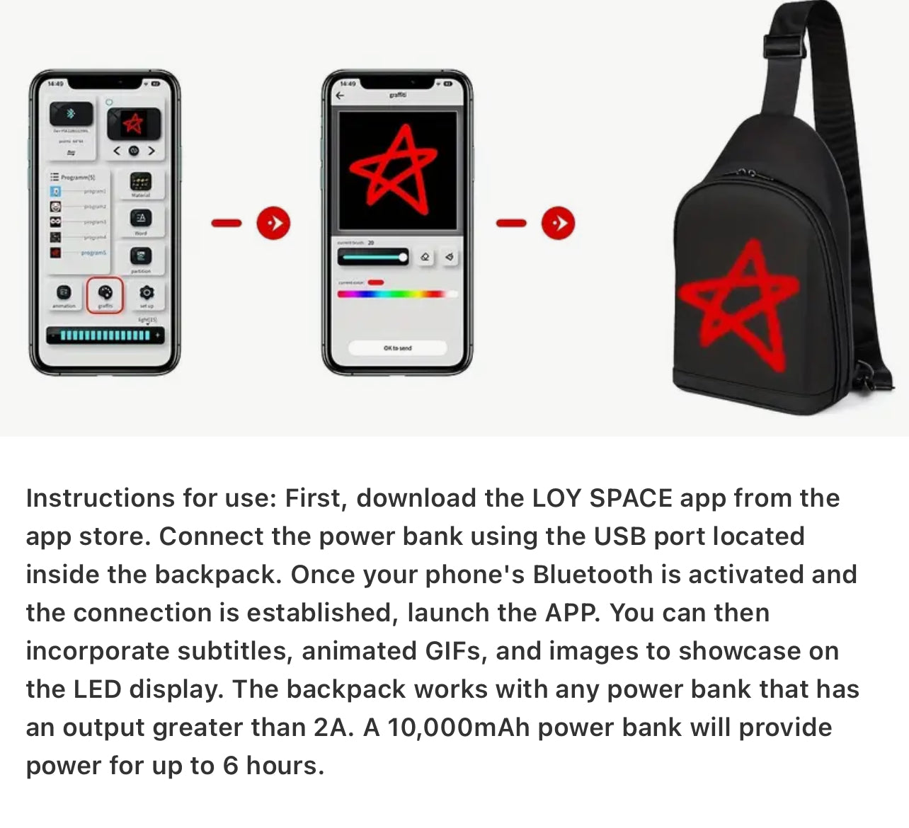 City Series Sling Bag       LED Crossbody Bag, Full Color Screen and Programmable DIY, Outdoor Advertising Travel Sling Backpack