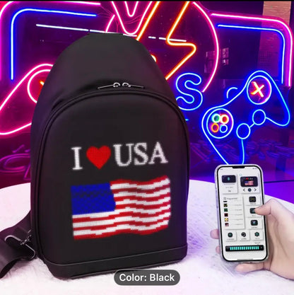 City Series Sling Bag       LED Crossbody Bag, Full Color Screen and Programmable DIY, Outdoor Advertising Travel Sling Backpack